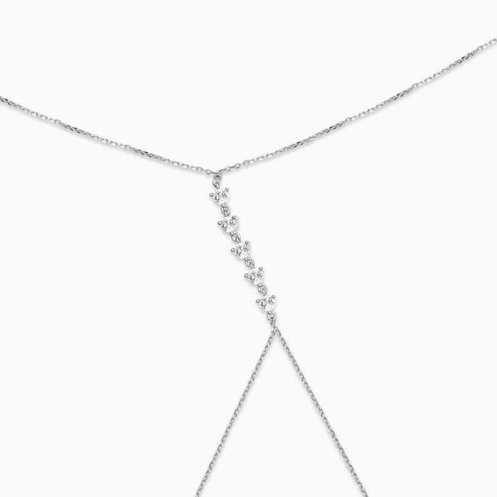 Silver Dangling Zircons & Chain Bracelet