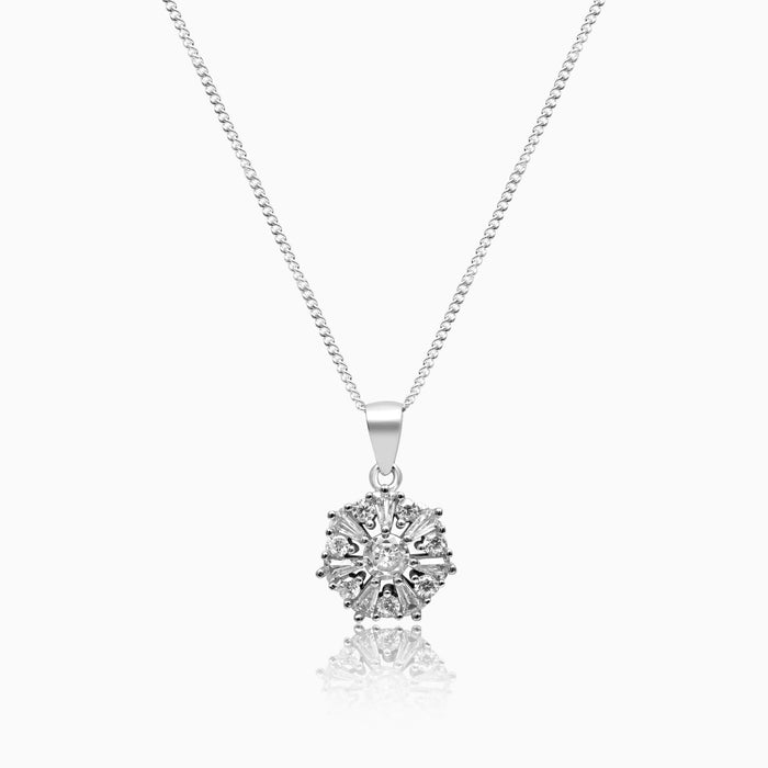 Silver Shimmer Laurel Flower Pendant Set