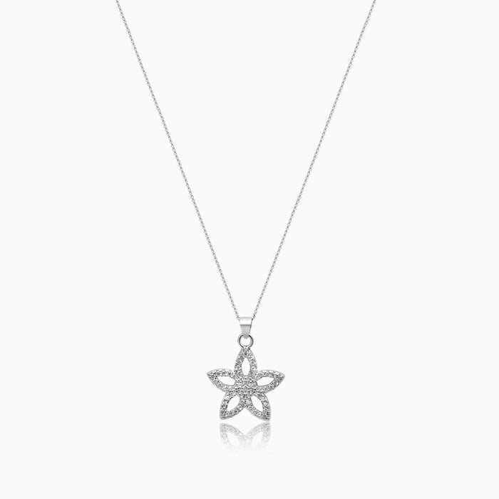 Silver Sparkling Stellar Flower Pendant