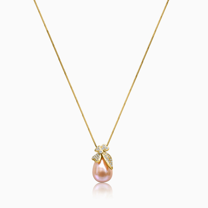 Silver Gold Nature Embrace Pearl Pendant