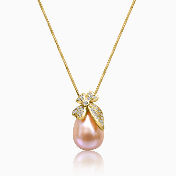 Silver Gold Nature Embrace Pearl Pendant