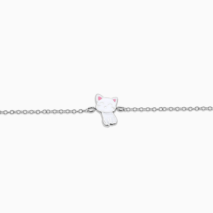 Silver Kids Cute Cat Bracelet