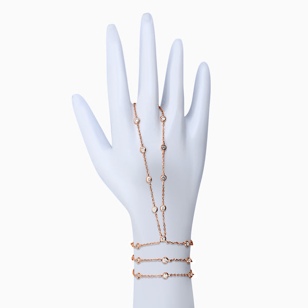 Silver Rose Gold Dangling Zircon Dot Bracelet
