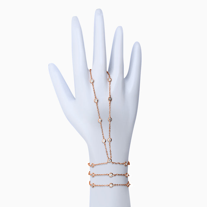 Silver Rose Gold Dangling Zircon Dot Bracelet