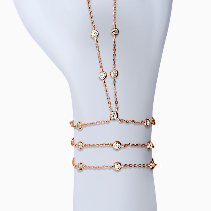 Silver Rose Gold Dangling Zircon Dot Bracelet