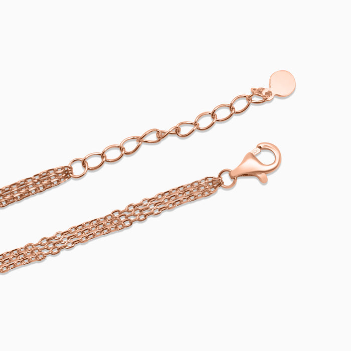 Silver Rose Gold Dangling Zircon Dot Bracelet