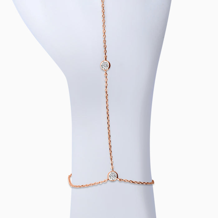 Silver Rose Gold Zircon Y Bracelet