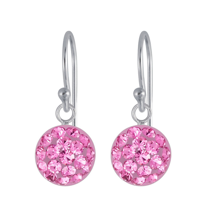 Silver Round Purple Hook  Earrings