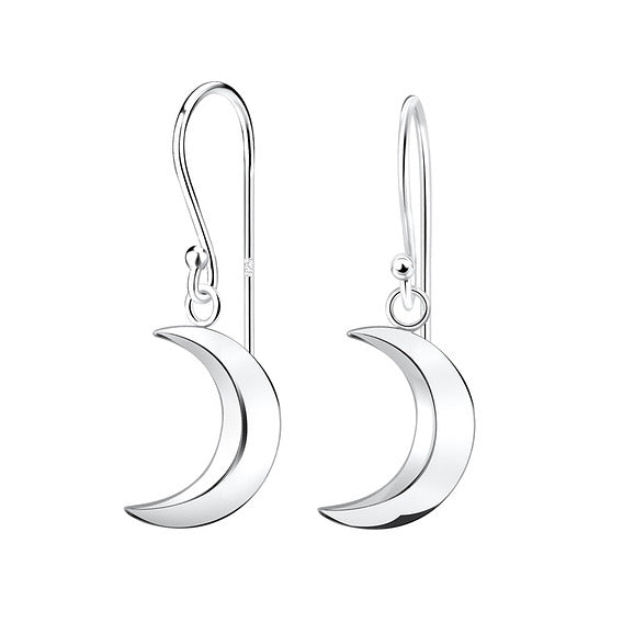 Silver Moon Hook Earrings