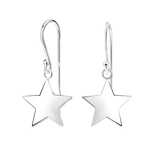 Silver Star Hook Earrings