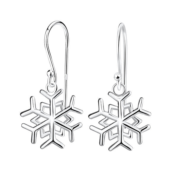 Silver Snowflake Hook Earrings