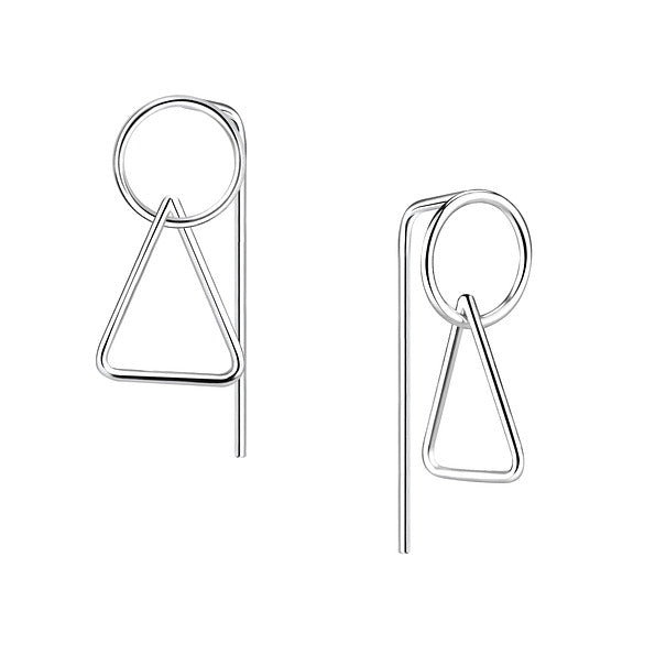 Silver Geometric Hook Earrings
