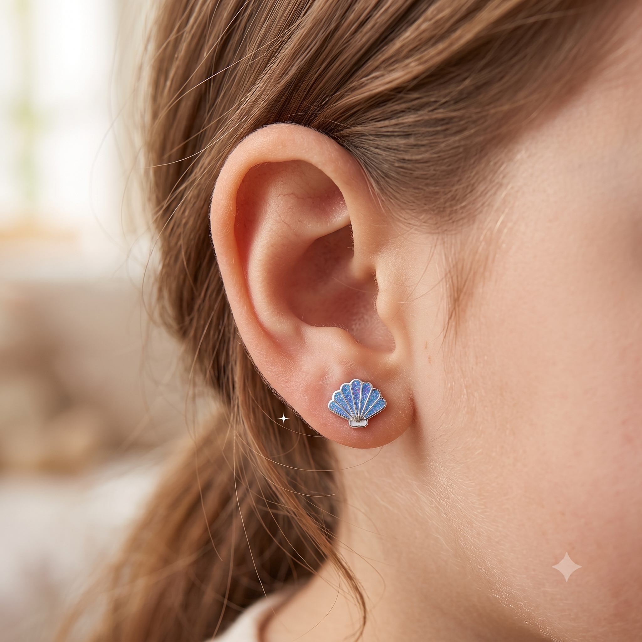 Silver Kids Shell Screw Back Earrings