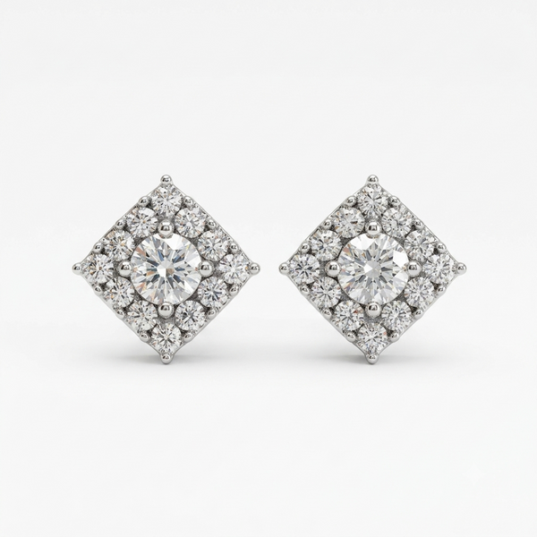 Silver Sparkling Intricate Squares Earrings
