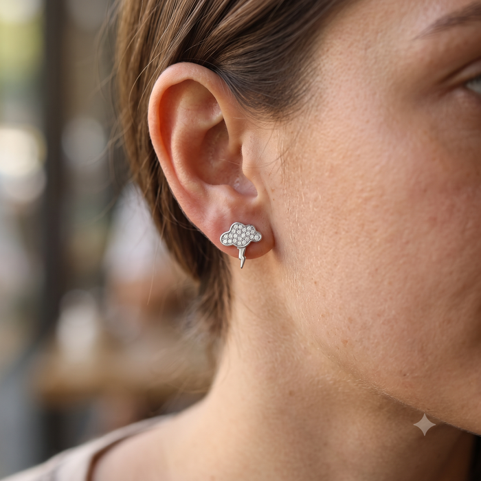 Silver Sparkling Thunder Earrings