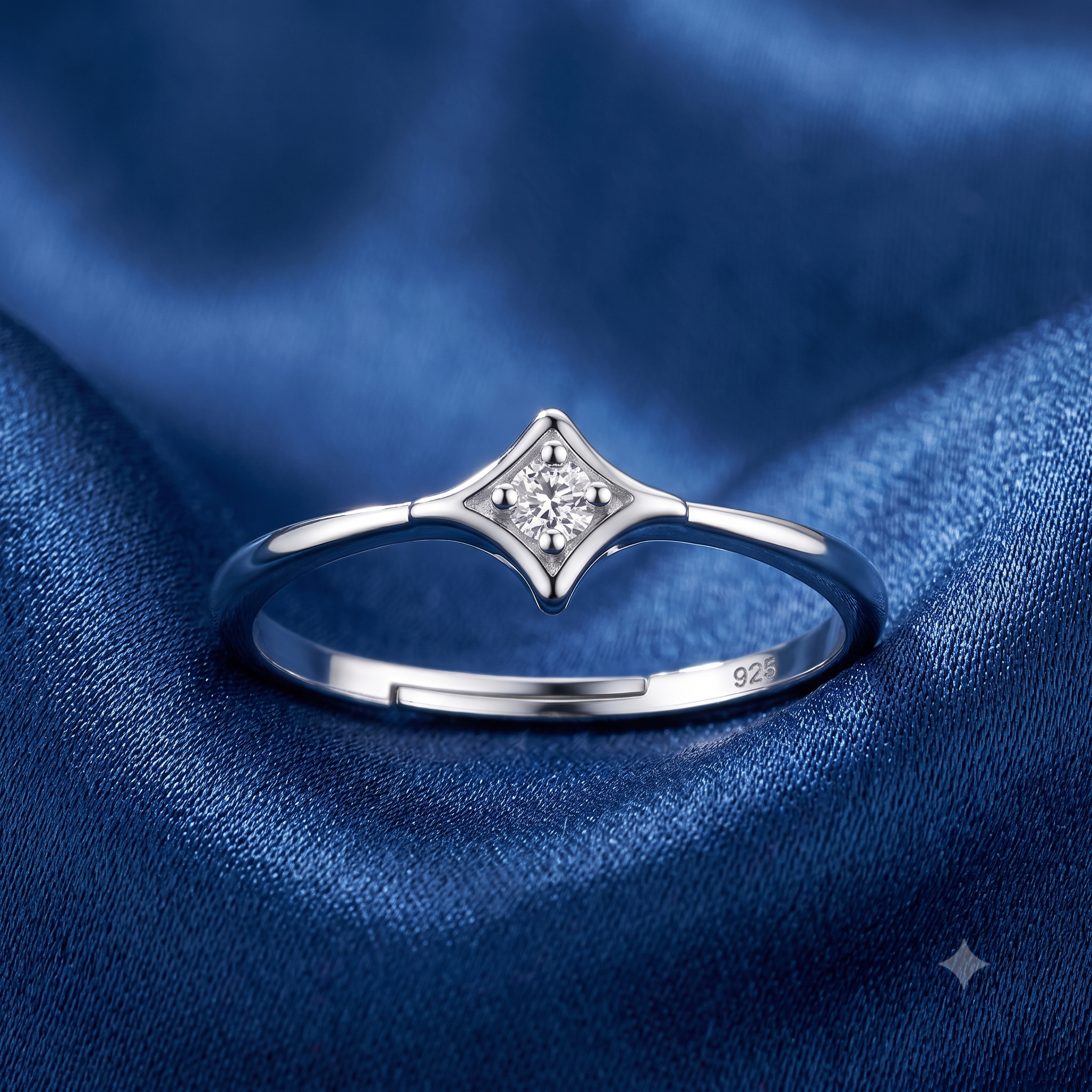 Silver Geometric Adjustable Ring
