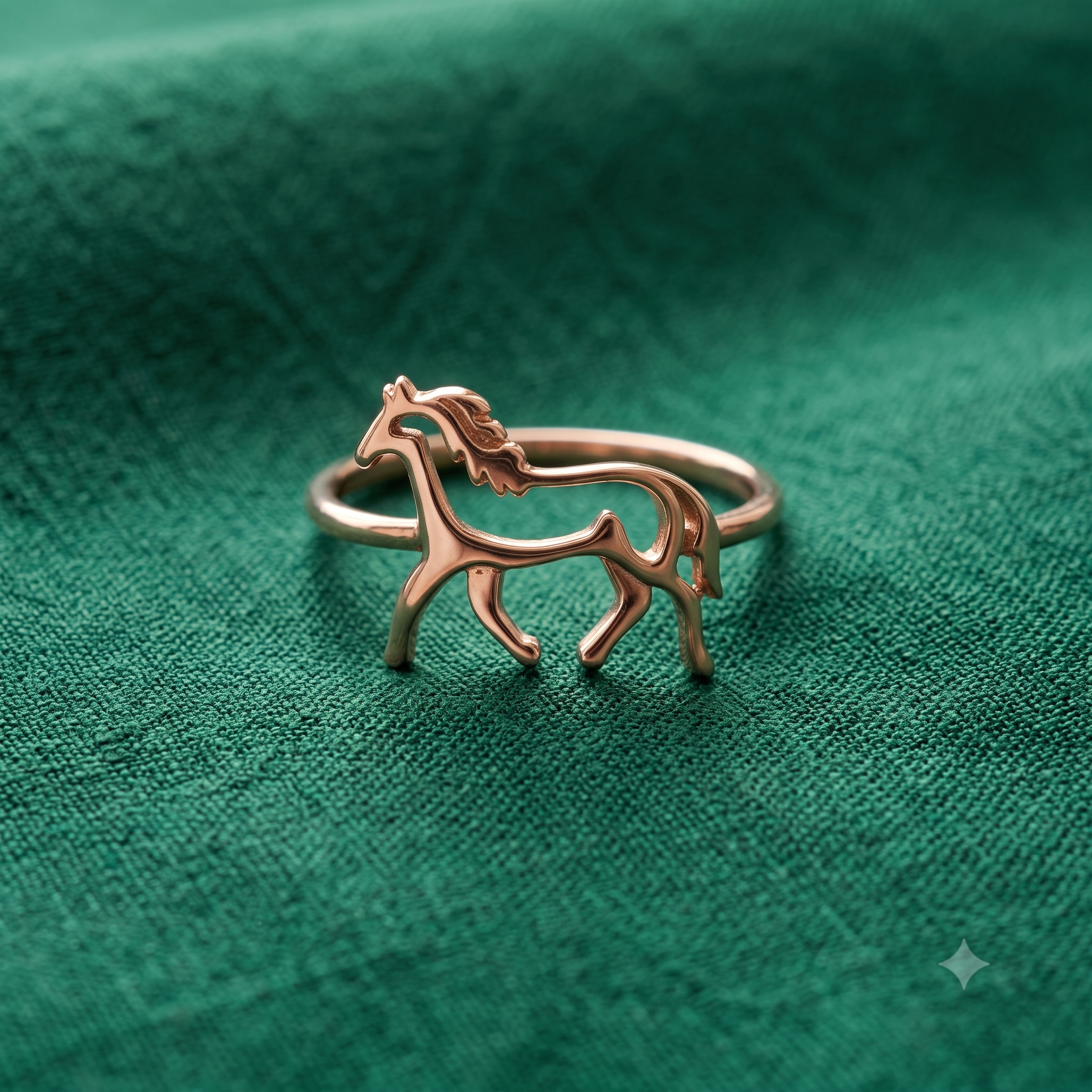 Silver Rose Gold Horse Ring