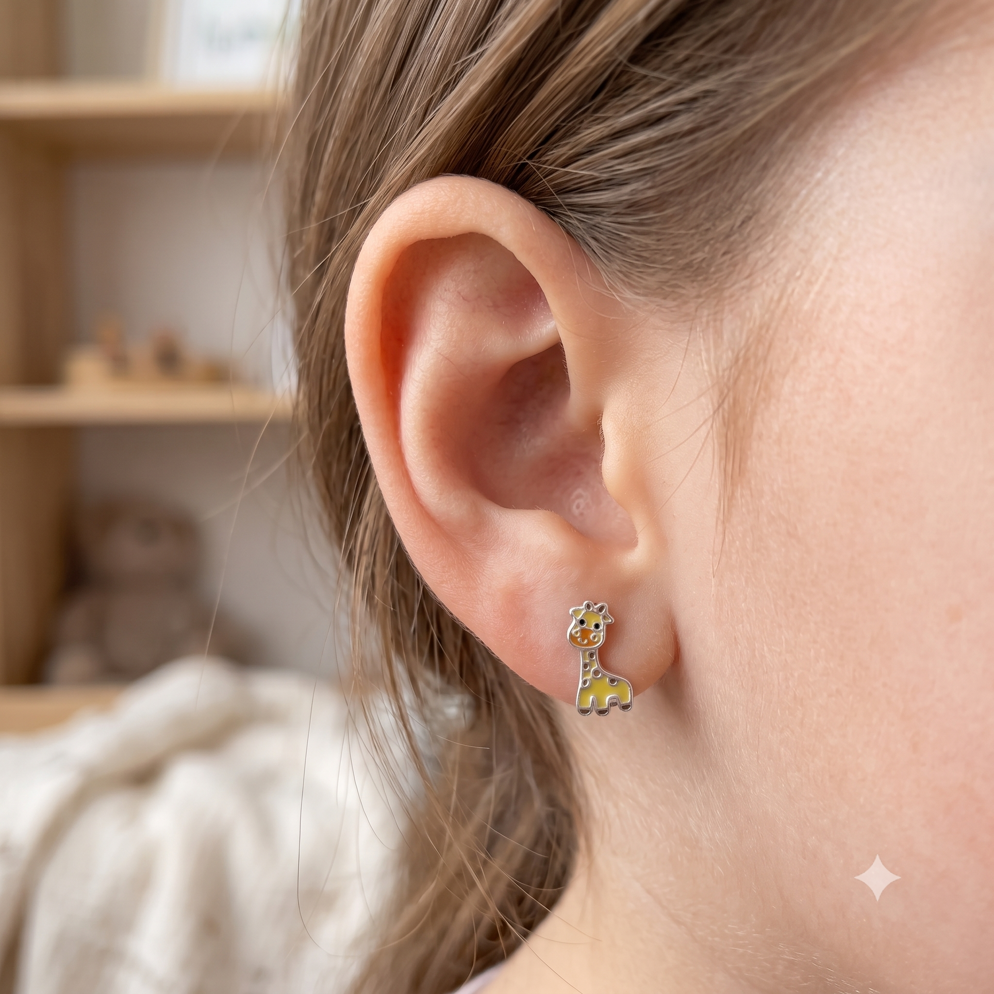 Silver Kids Giraffe Earrings