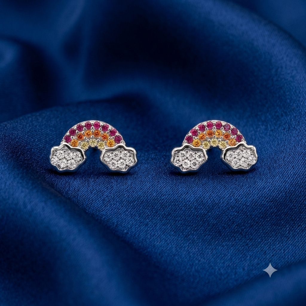 Silver Clouds and Rainbow Earrings