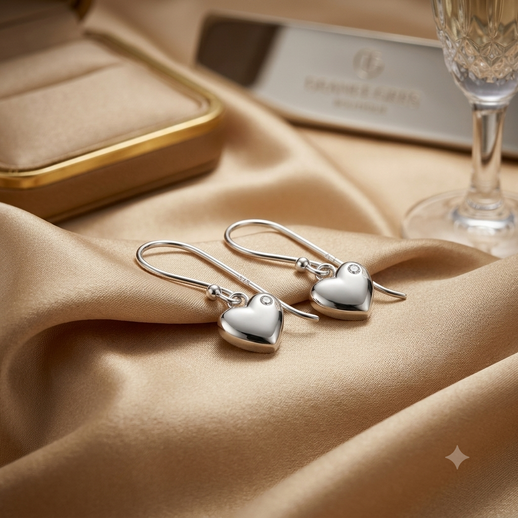 Silver Heart hook Earrings