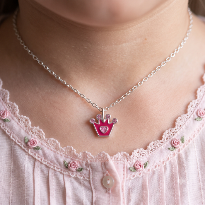 Silver Princess Crown Necklace