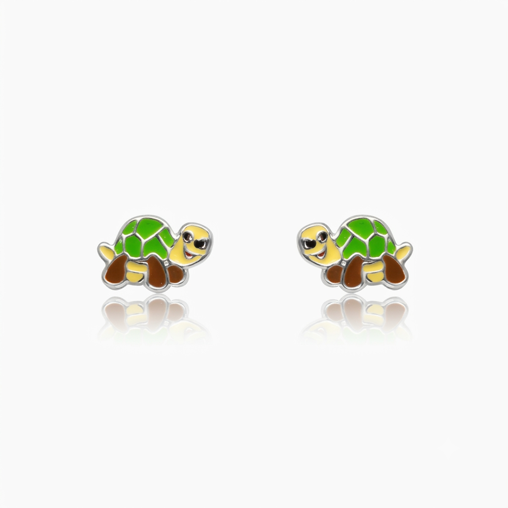 Silver Little Happy Turtle Earrings
