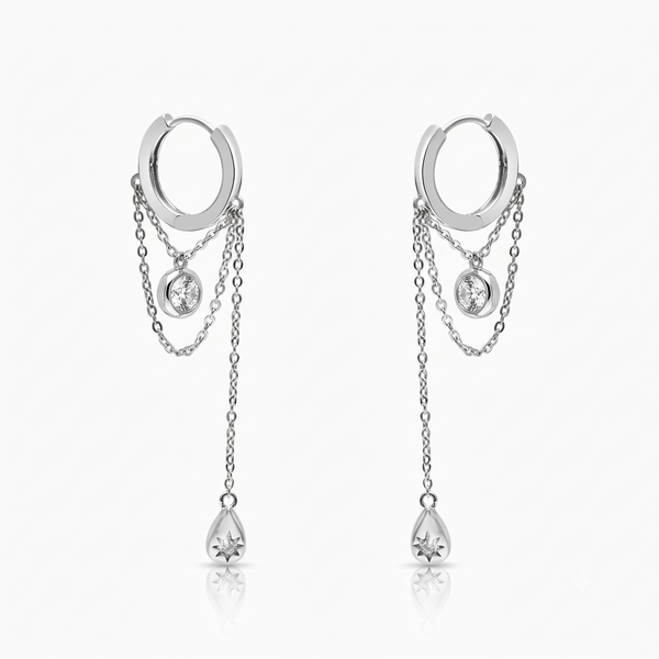 Silver Shimmy Dangler Hoop Earrings