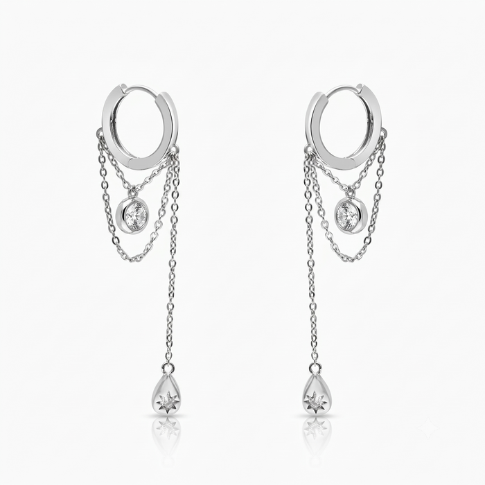 Silver Shimmy Dangler Hoop Earrings