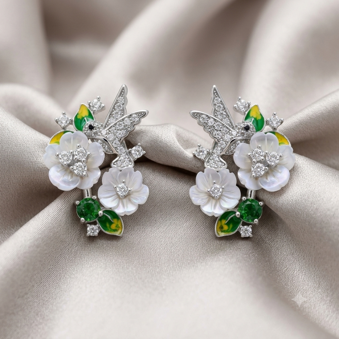 Silver Elysian Nectar Blossom Earrings