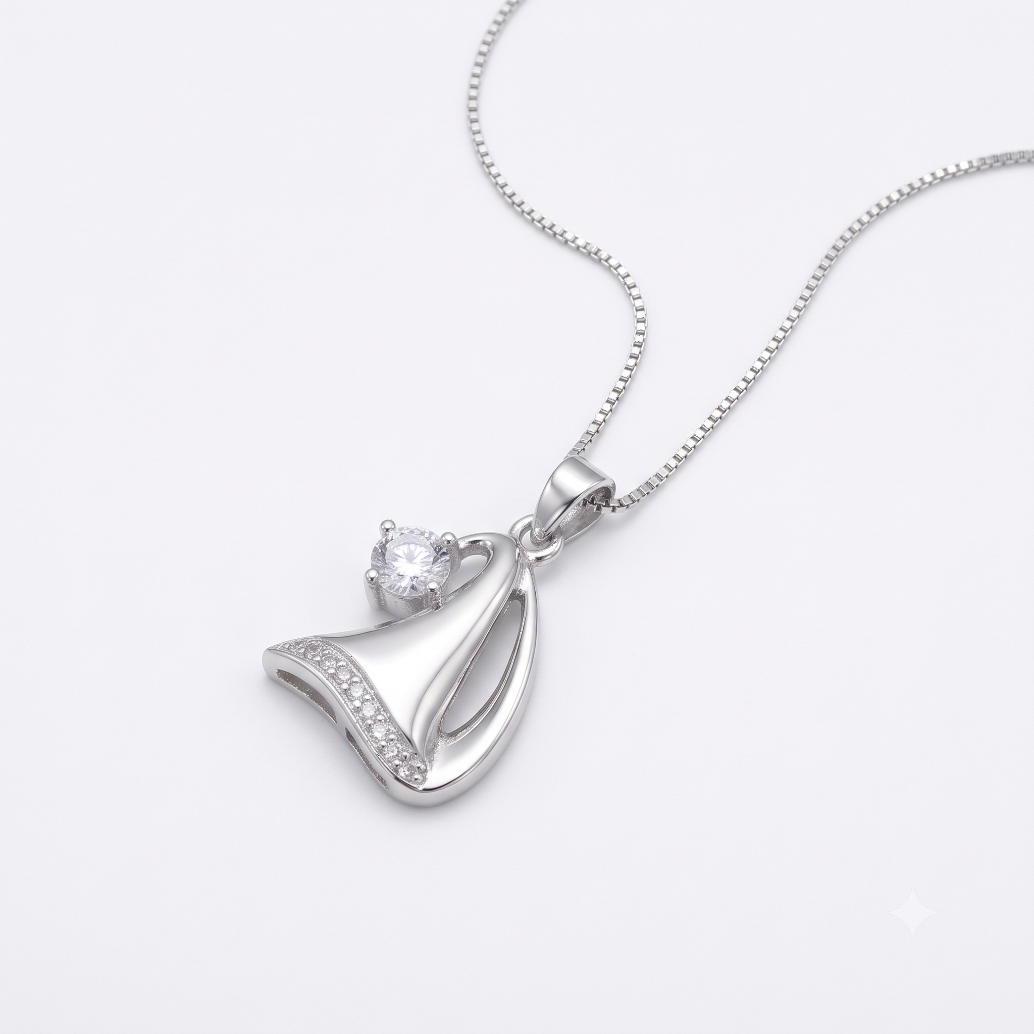 Silver Dangling Solitaire on Christmas Cap Pendant
