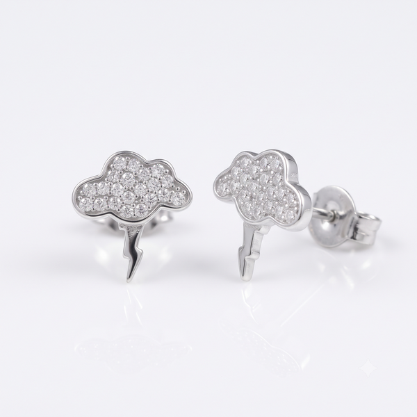 Silver Sparkling Thunder Earrings