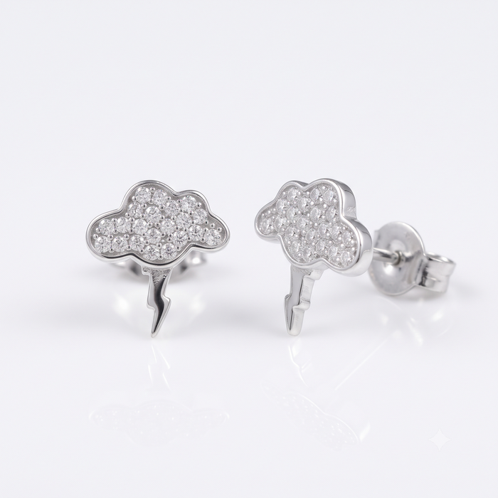 Silver Sparkling Thunder Earrings