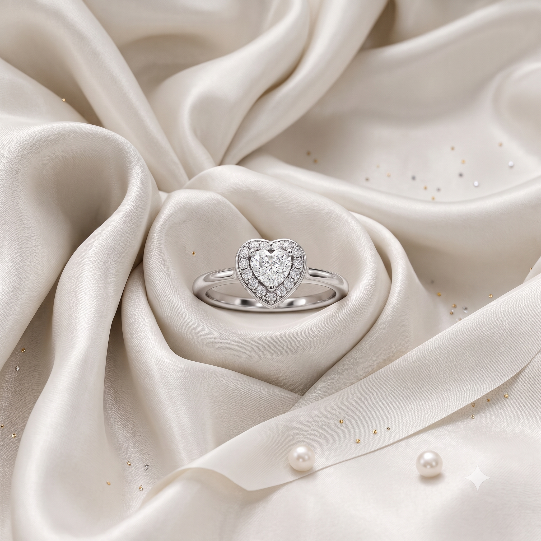 Silver Sparkling Heart Solitaire Ring