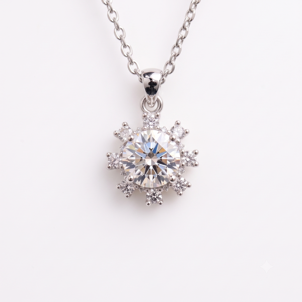 Silver Lucid Solitaire Flower Pendant