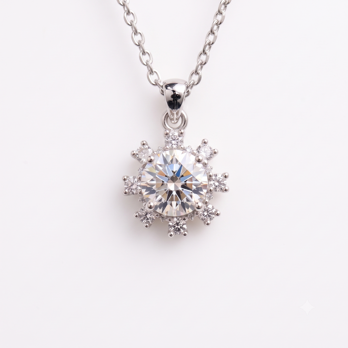 Silver Lucid Solitaire Flower Pendant