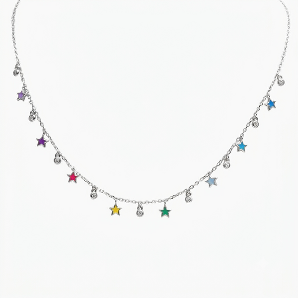 Silver Stellar Prism Star Necklace