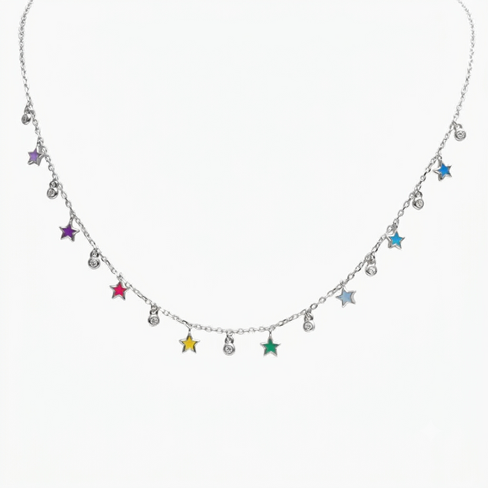 Silver Stellar Prism Star Necklace
