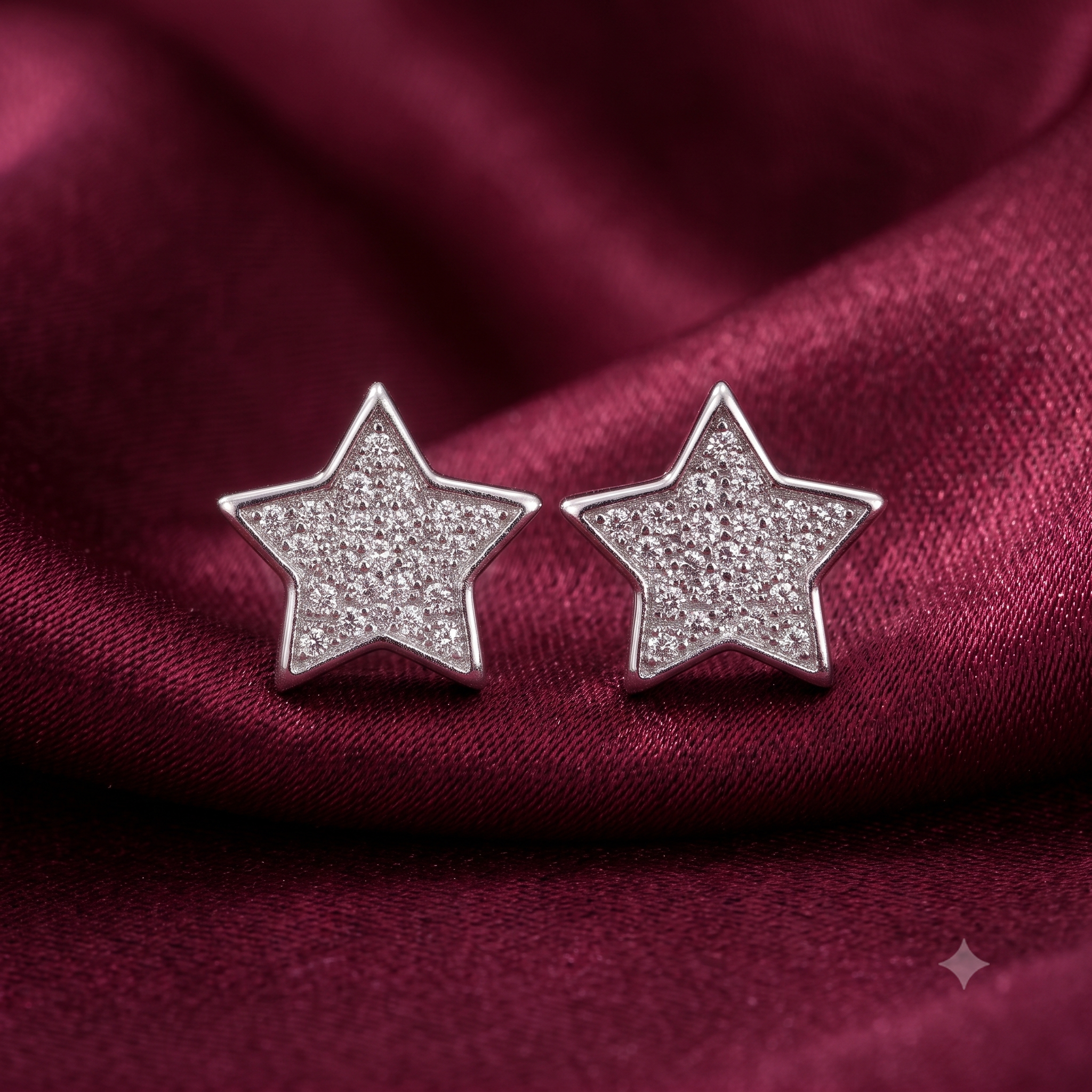 Silver Sparkling Mega Star Earrings