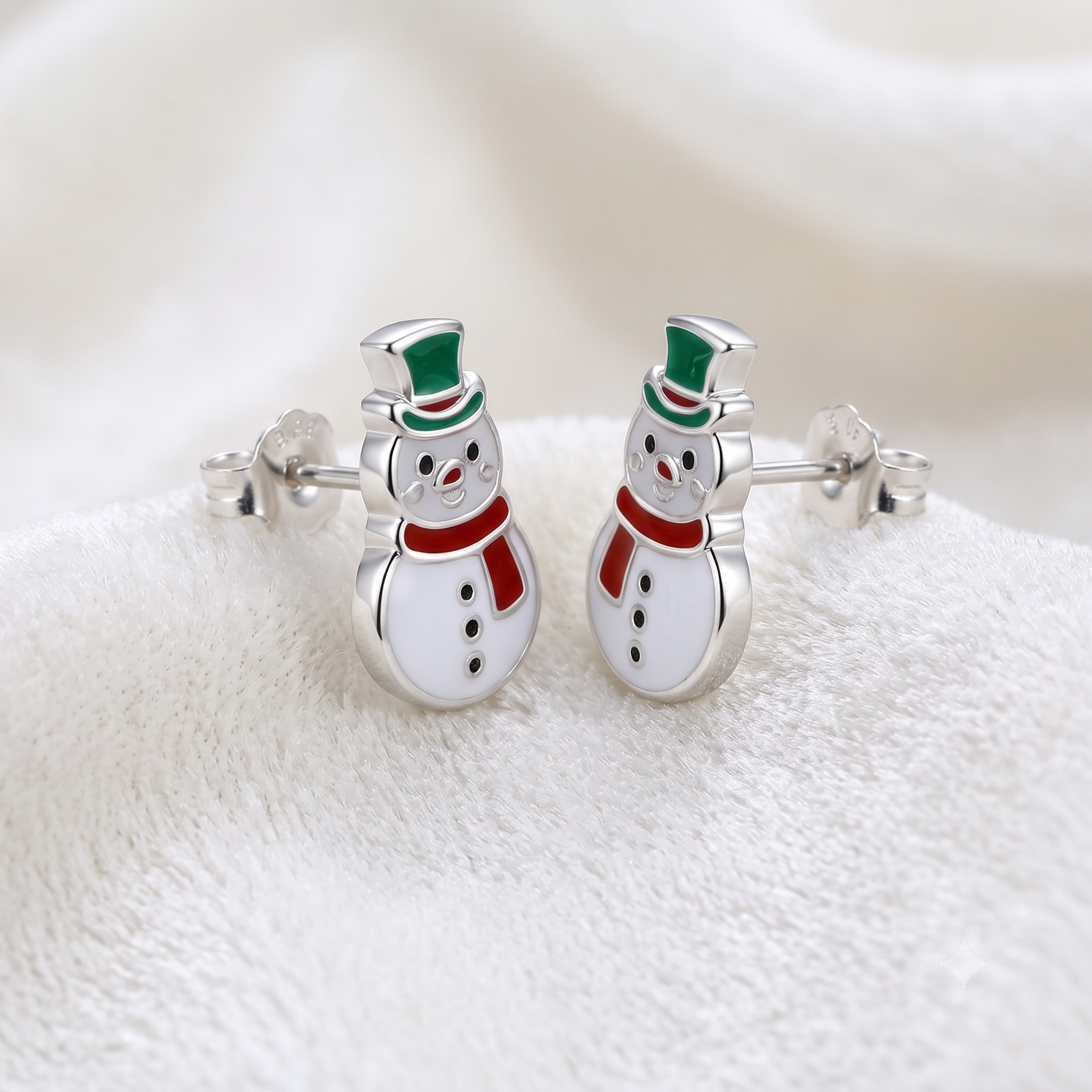 Silver Kids Snowman Earrings