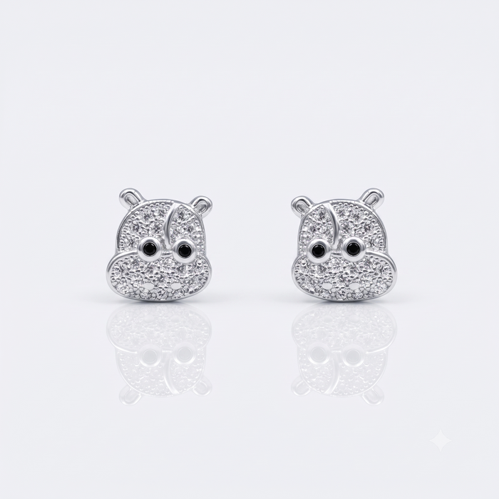 Silver Sparkling Hamster Earrings