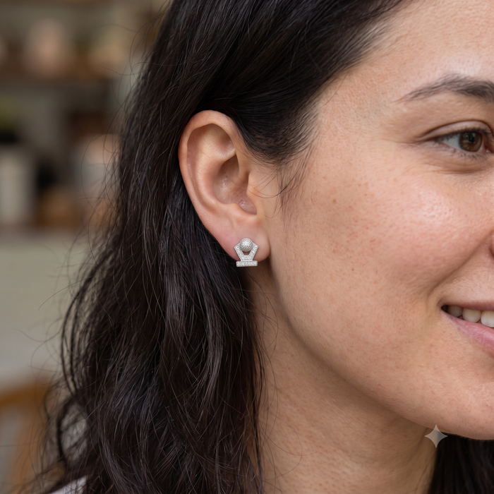 Silver Sparkling Trophy Earrings