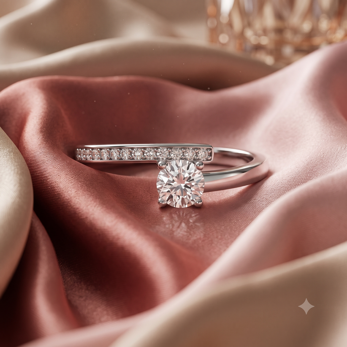 Silver Little Solitaire Band Ring