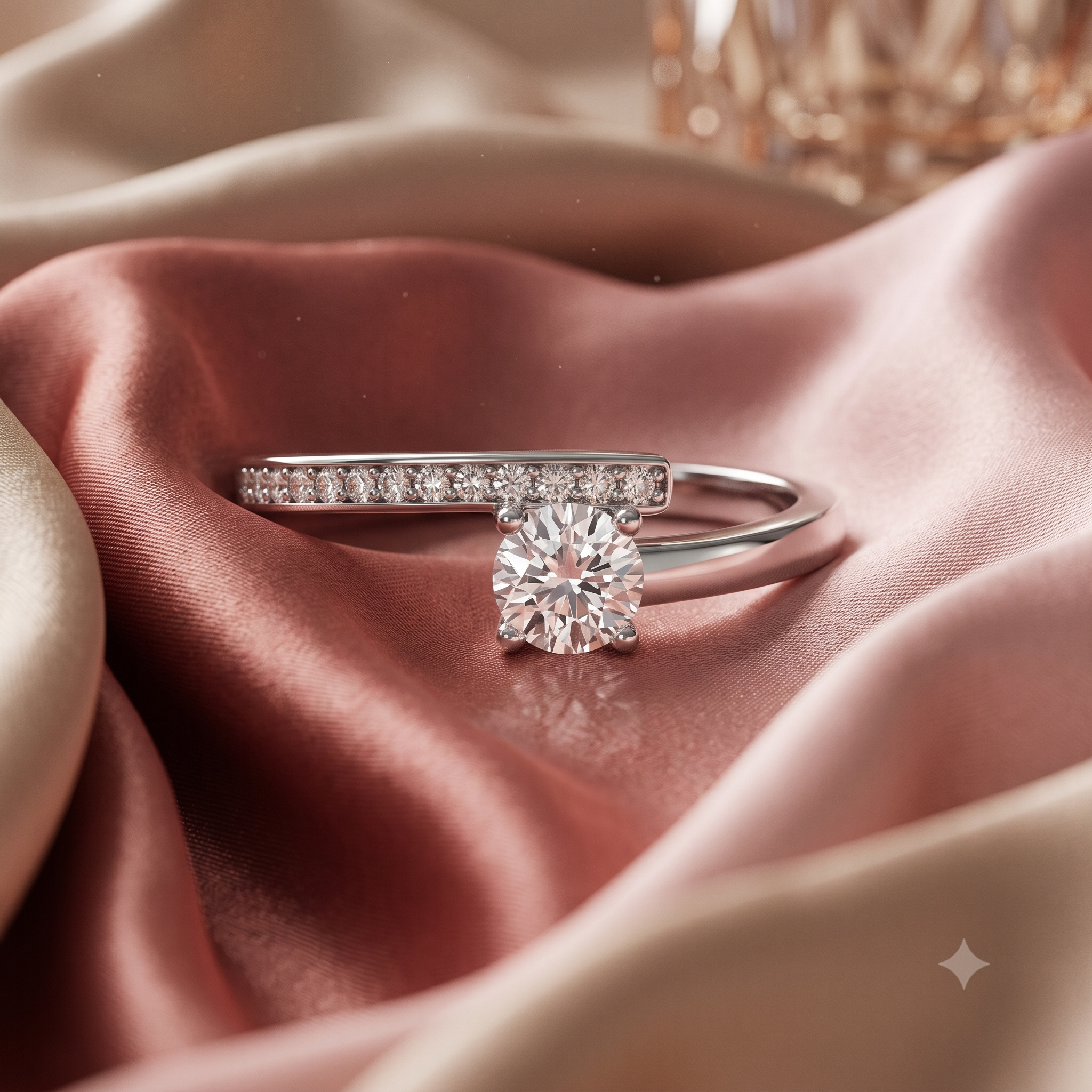 Silver Little Solitaire Band Ring