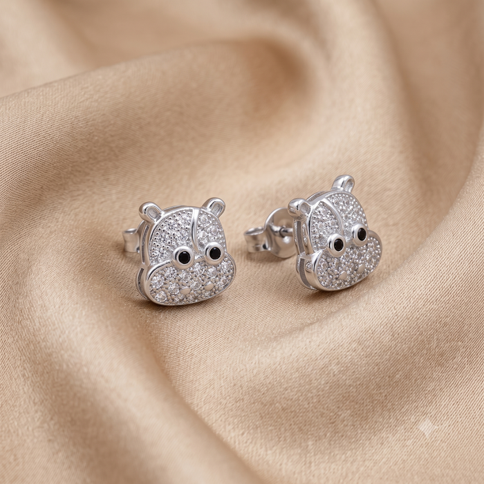 Silver Sparkling Hamster Earrings