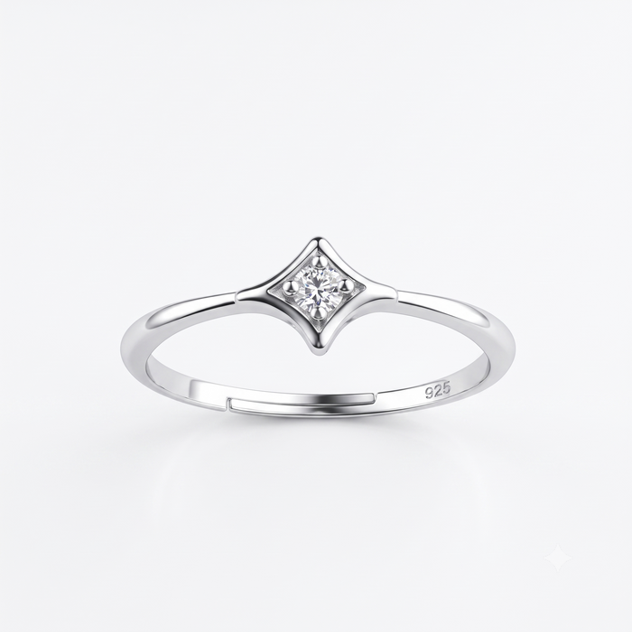Silver Geometric Adjustable Ring
