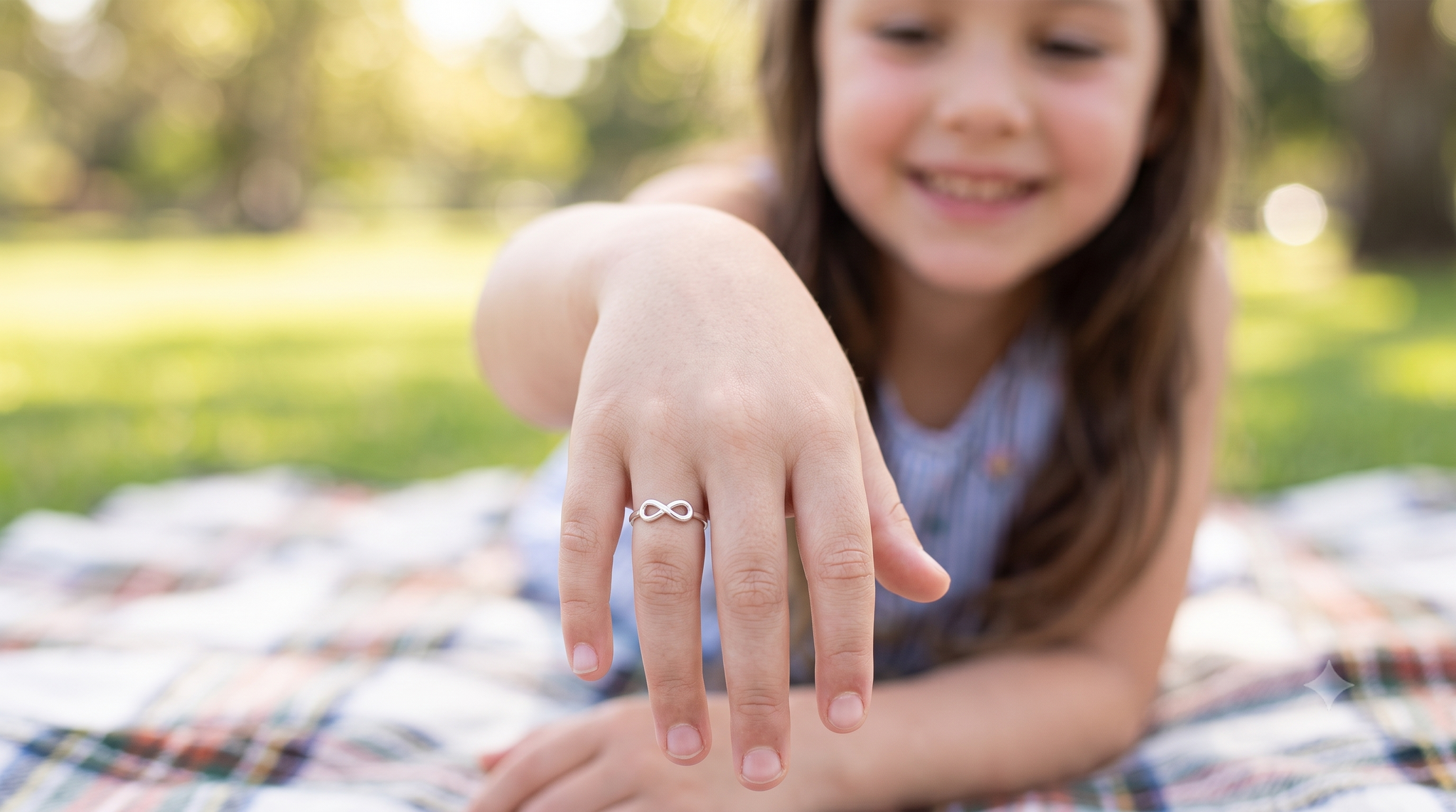 Silver Kids Infinity Adjustable Ring