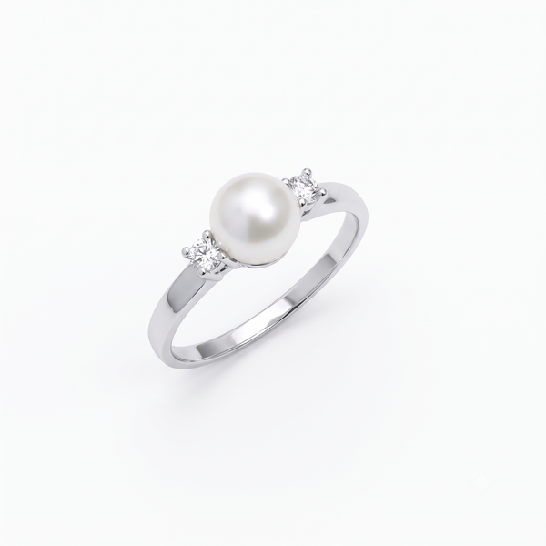 Silver Minimal Pearl Ring