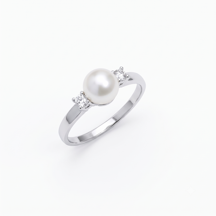 Silver Minimal Pearl Ring