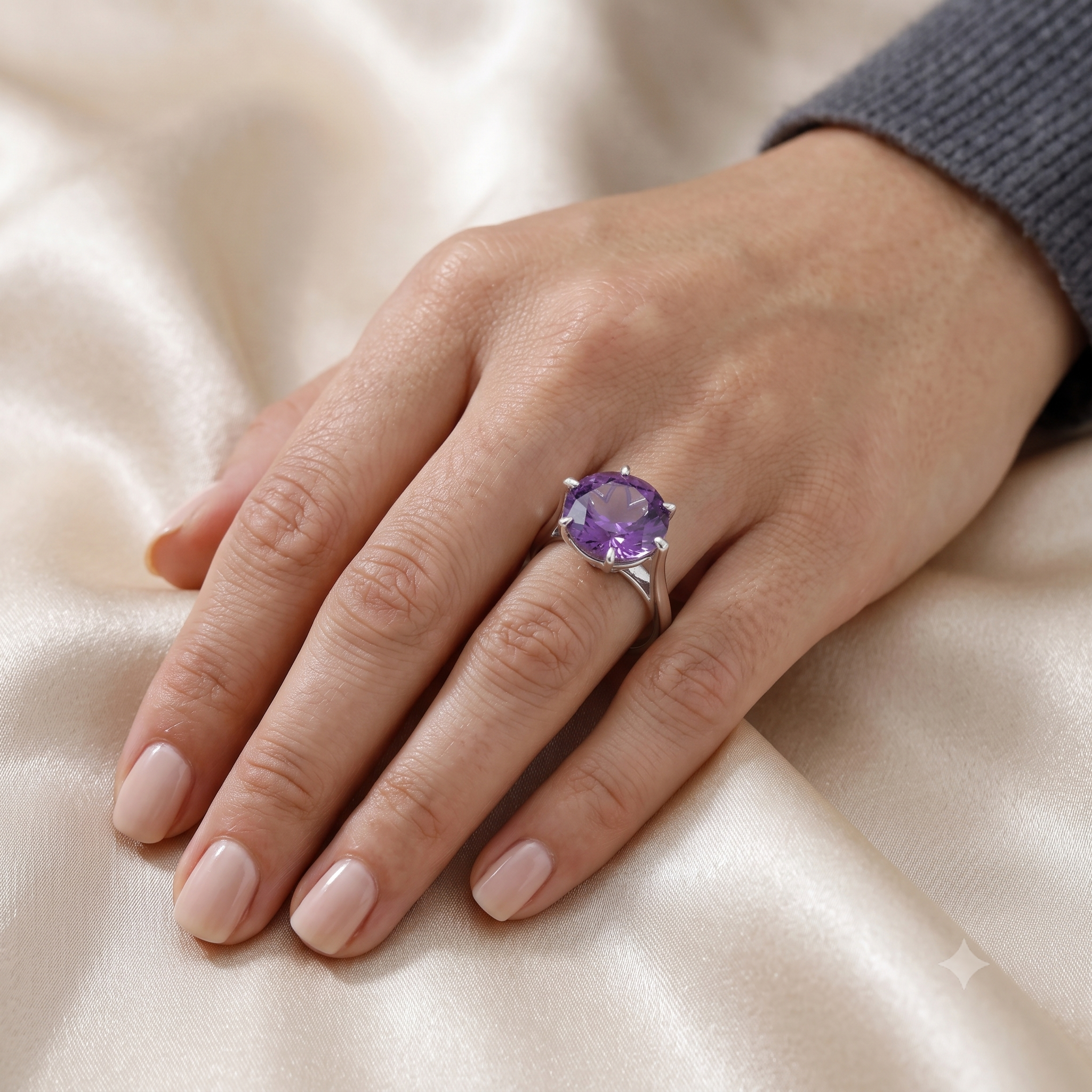 Silver Classic Amethyst Ring