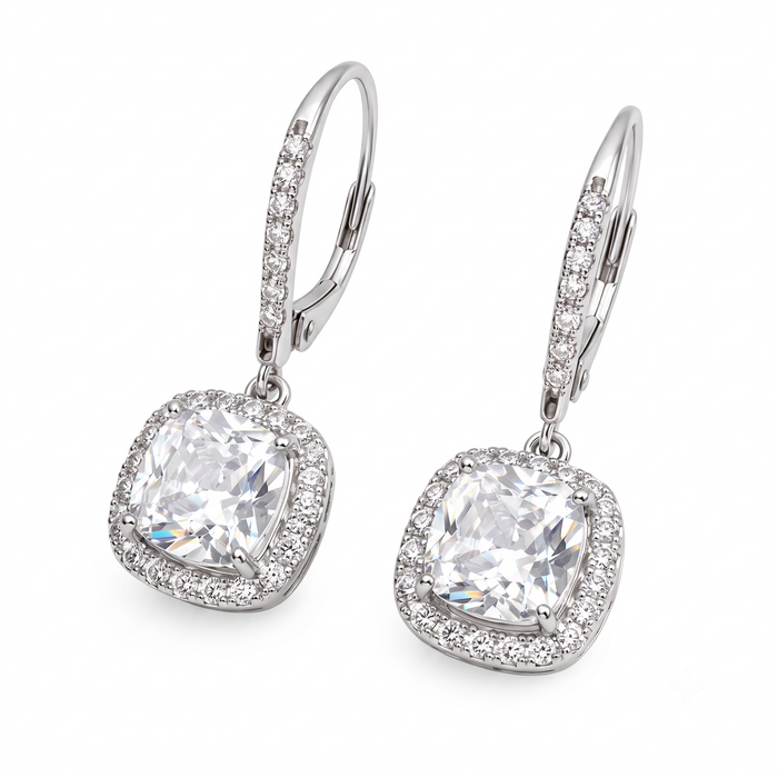 Silver Dangling Grand Solitaire Earrings